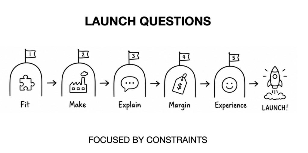 Fit, Make, Explain, Margin, Experience — focused by constraints