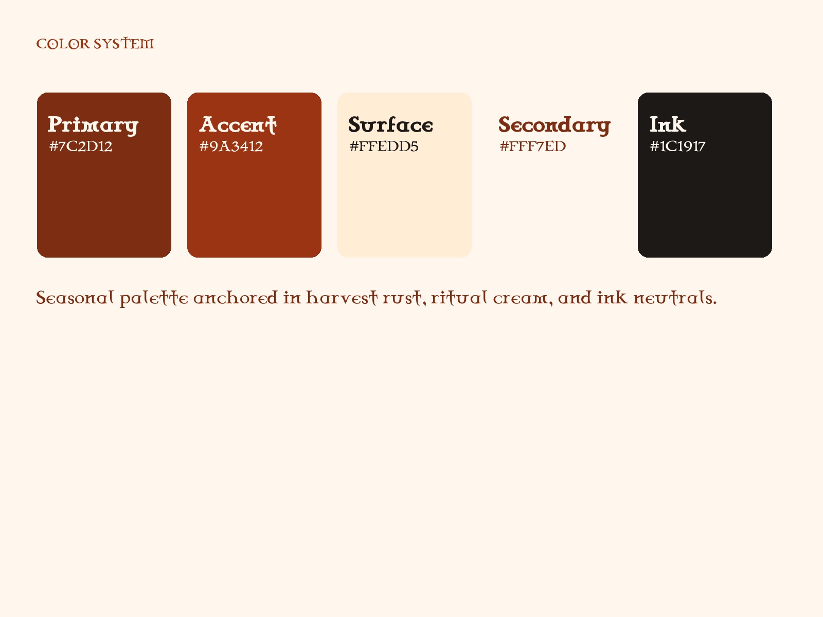 Seasonal color palette and application guide